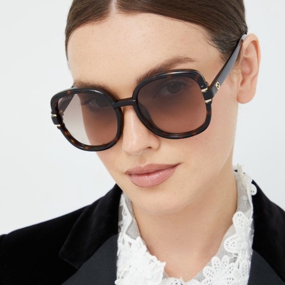 NEW GUCCI WOMEN BLACK GRAY OVERSIZED SUNGLASSES GUCCI GG1068SA 001 - Picture 4 of 7